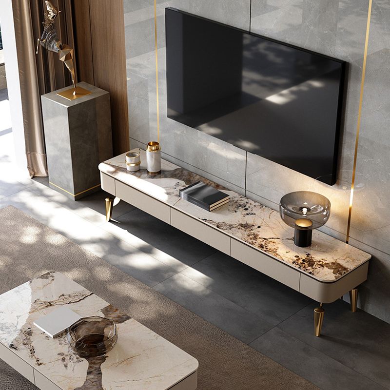 Glam Media Console TV Stand Stone TV Media Stand for Living Room