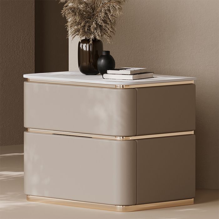 Brown Solid Wood Kids Bedside Table Modern Storage Bedside Table for Nursery