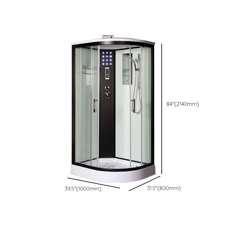 Tempered Glass Shower Stall Black Double Sliding Door Shower Enclosure