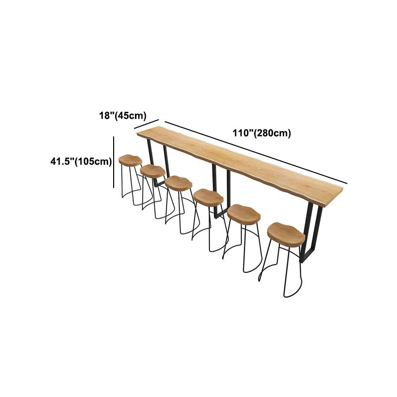 Solid Wood Bar Table Industrial Bar Dining Table with Sled Base in Black