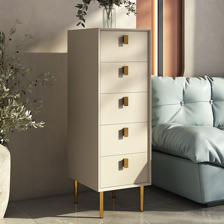 Vertical Chest with Drawers Leather Chest with Metal Legs for Bedroom