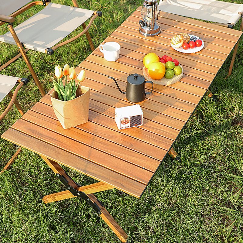 Modern Style Patio Table Outdoor Simple Yellow Metal Camping Table