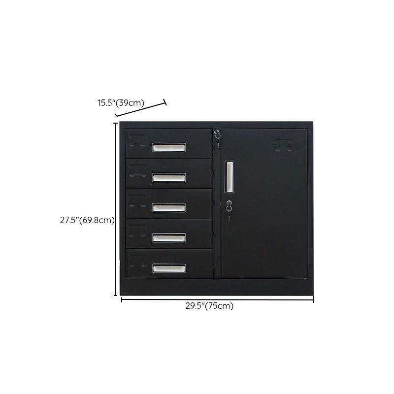 Contemporary File Cabinet Metal Frame Fire-Resistant Key Lock Lateral File Cabinet Office