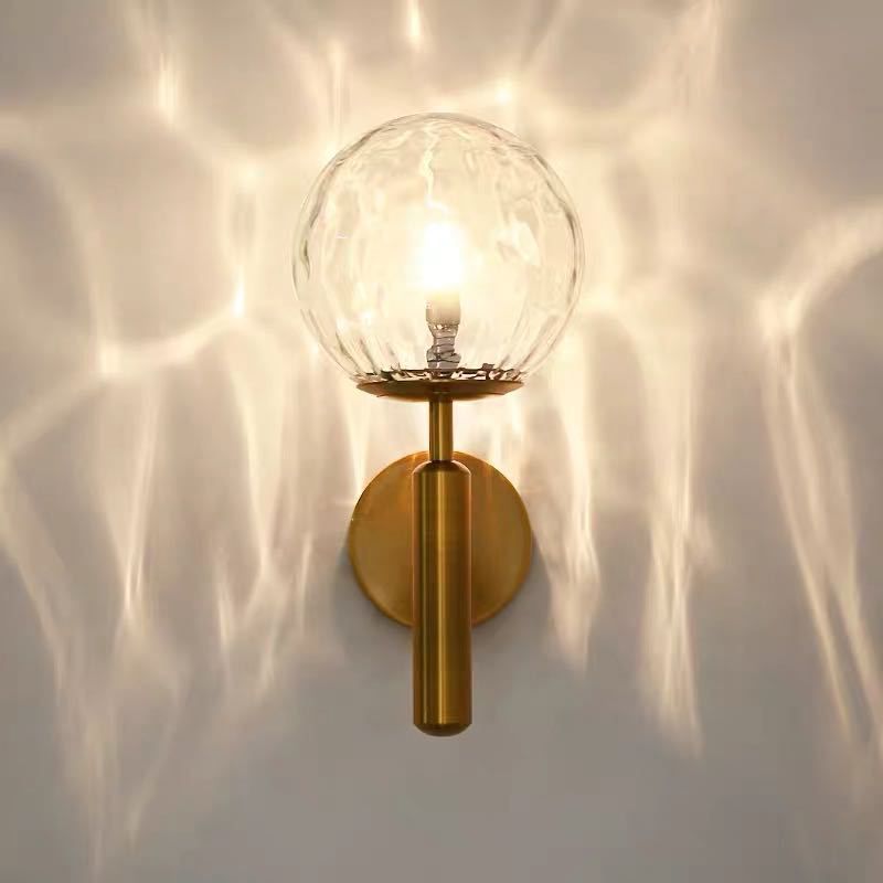 Metal Wall Sconce Ball Shape Vanity Lamp with Glass Shade for Bathroom