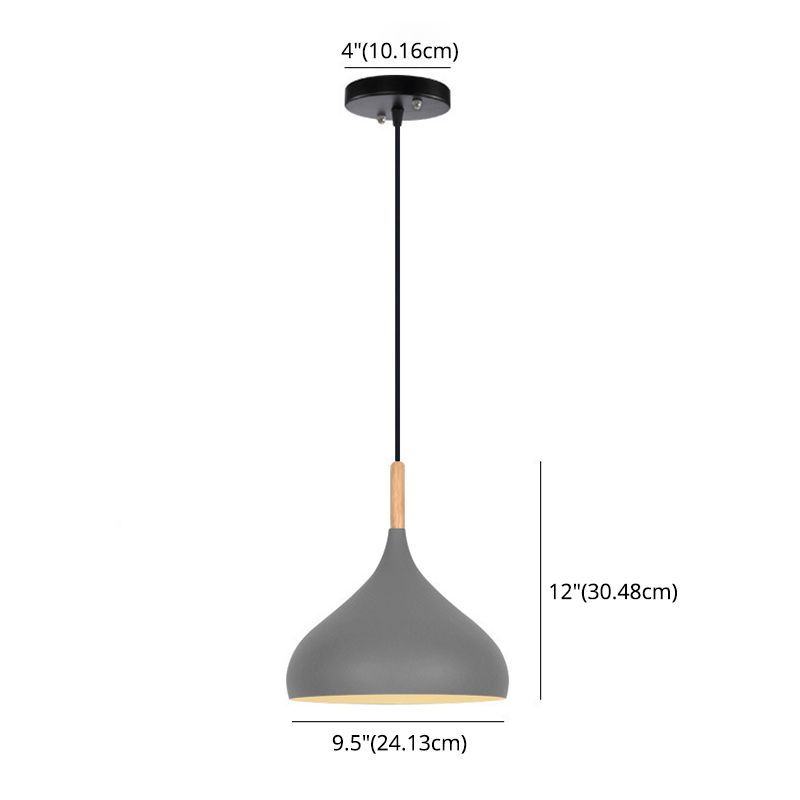 1 Light Teardrop Hanging Ceiling Light Nordic Aluminum Hanging Light for Restaurant