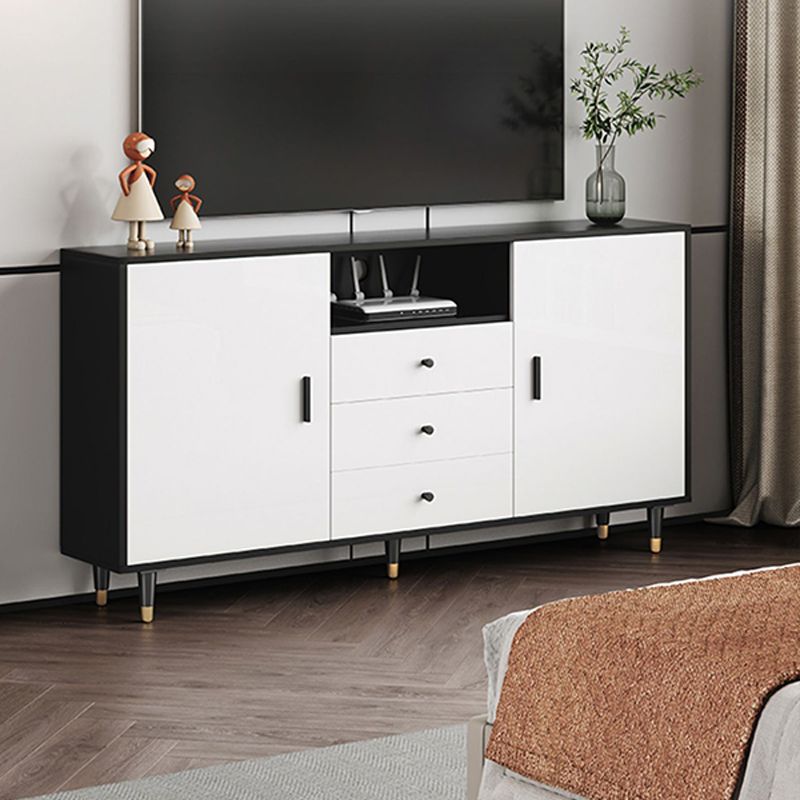 Wooden TV Cabinet Modern Style Home Open TV Cabinet Console with Drawers