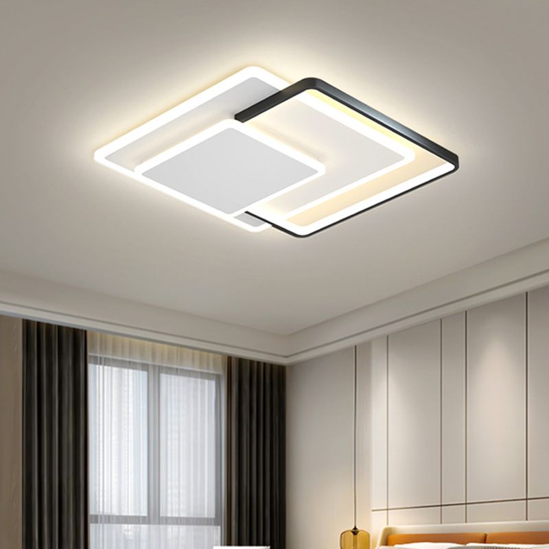 Modern LED Metal Flush Mount Geometric Shape Ceiling Light with Acrylic Shade