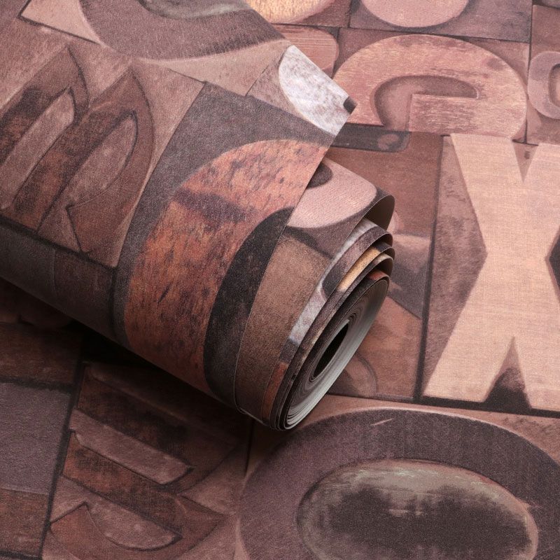 Rusty Red Letter Wallpaper Roll Non-Pasted Wall Covering for Accent Wall, 33' x 20.5"