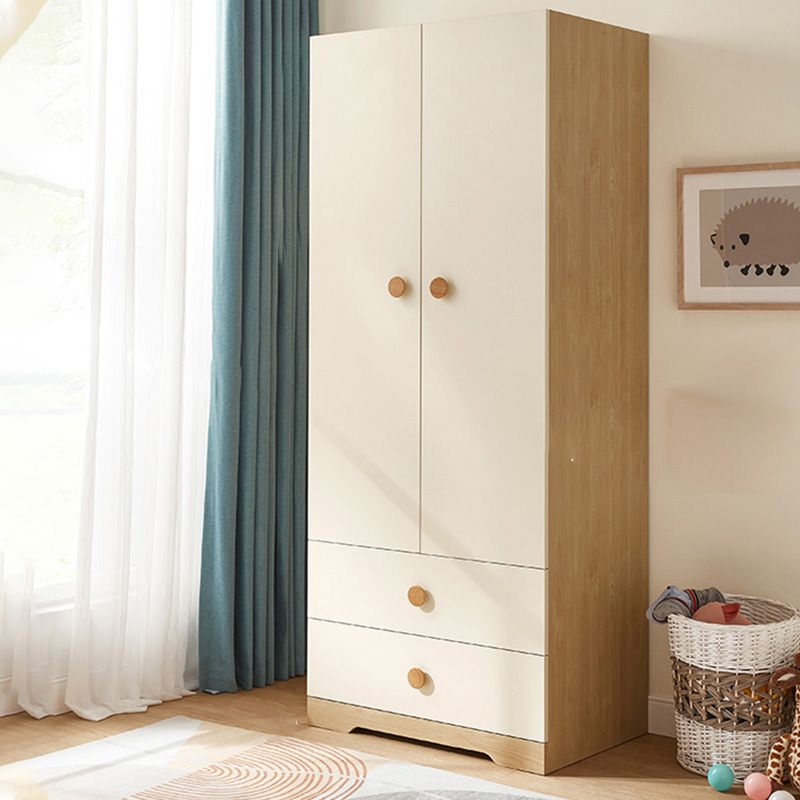 White Modern Kid's Wardrobe 2-Drawer Contemporary Coat Locker