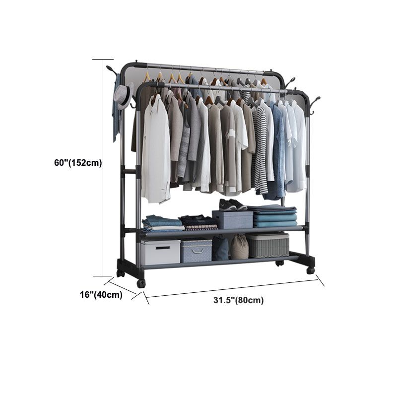 Modern Coat Hanger Hanging Rail Storage Shelves Hooks Metal Coat Rack