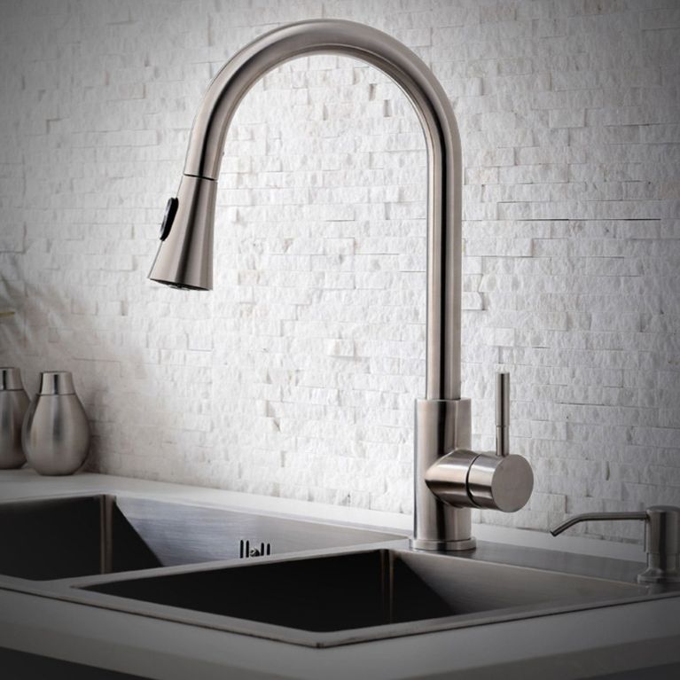 Modern Spray Kitchen Faucet Stainless Steel with Pull Out Sprayer Bar Faucet