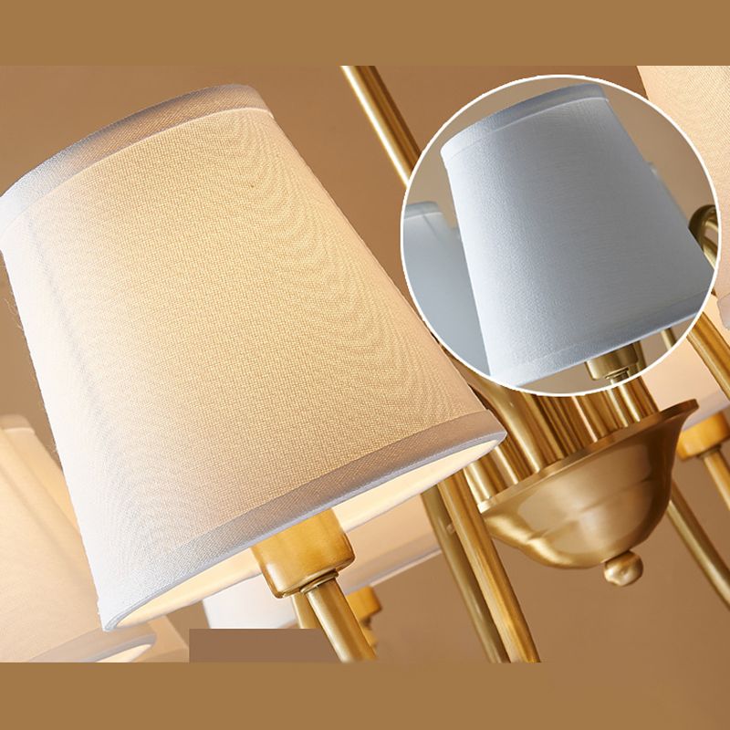 Chandelier incurvé en or post-moderne Light Light Conical Fabric Plafond Chandelier pour le salon