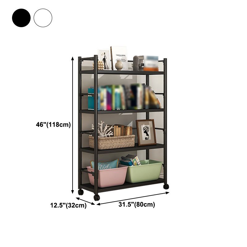 Industrial Steel Etagere Bookshelf Vertical Open Bookshelf with Caster Wheels