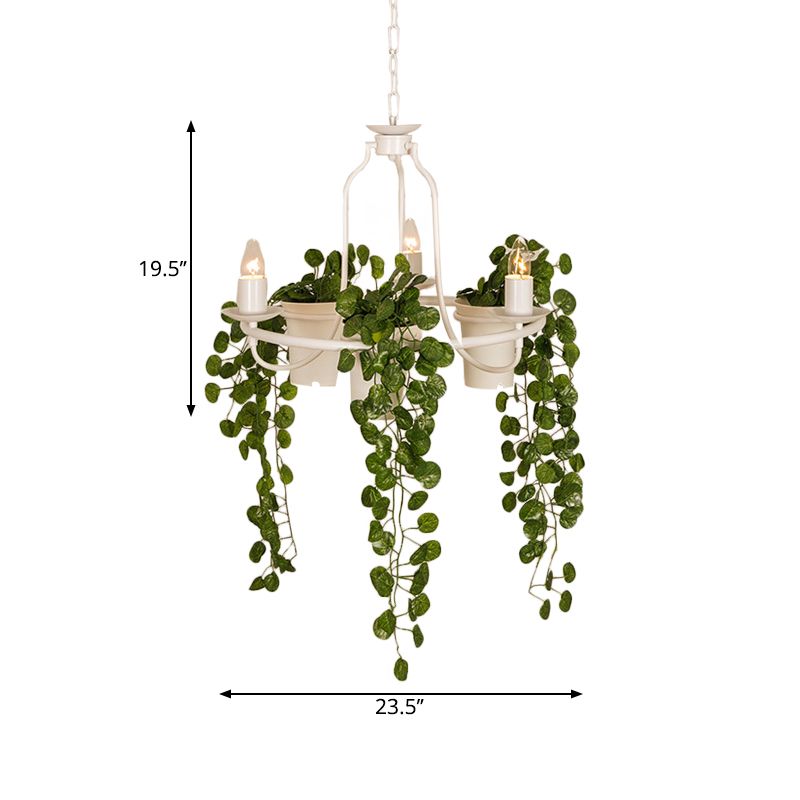 3 lichten Candelabra kroonluchter industrieel zwart/wit metallic hangend hanglampje met pot deco