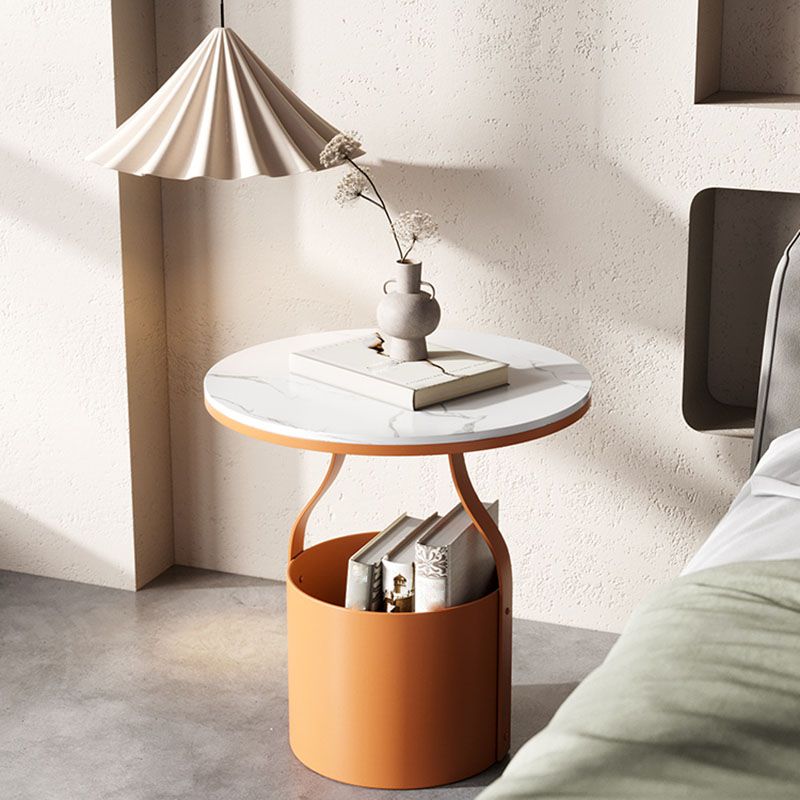 Contemporary Open Storage Bedside Cabinet Stone Accent Table Nightstand for Bedroom