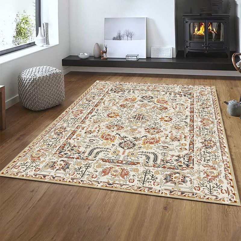 Classic Floral Design Indoor Rug Shabby Chic Distressed Carpet Polyester Non-Slip Backing Area Rug for Home Decor