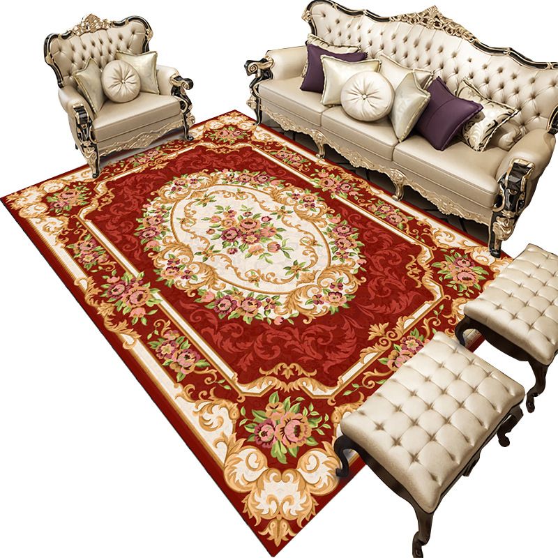 Multi-Color Vintage Area Rug Decorative Flower Print Carpet Friendly Washable Rug for Living Room