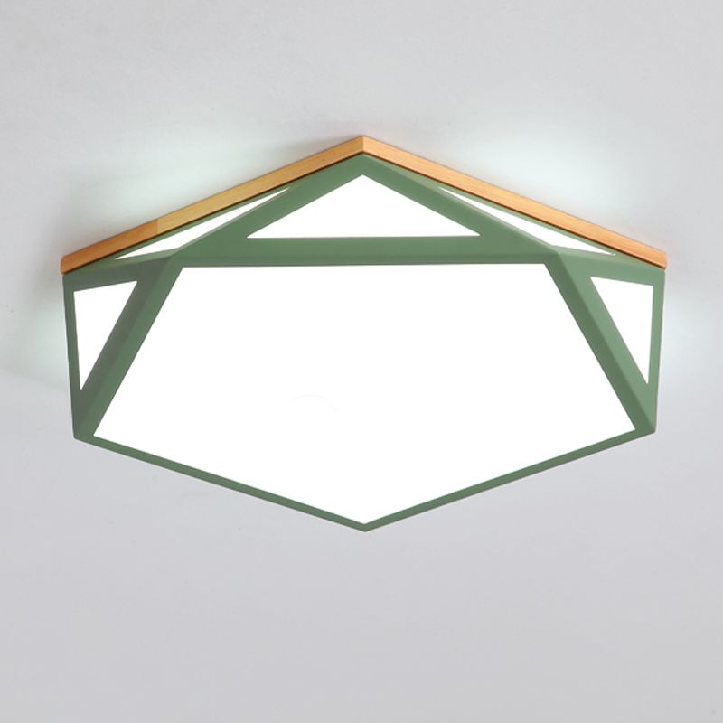 1 Light Hexagonal Ceiling Lamp Modern Macaron Style Metal Ceiling Lighting for Bedroom