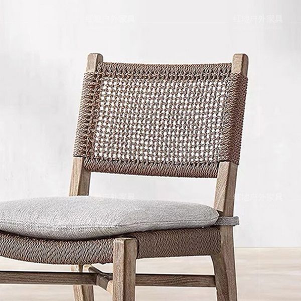 Contemporary Teak  Armchair Solid Wood Dining Armchair with Upholstered