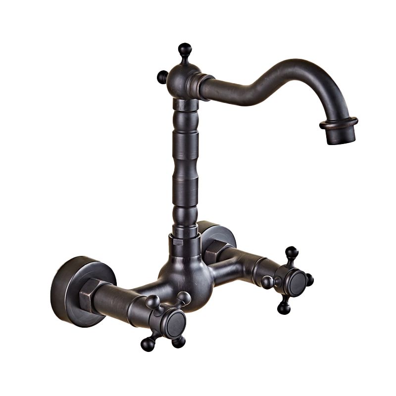 Glam 2-Handle Bathroom Sink Faucet 2-Hole Wall Mounted Bathroom Faucet