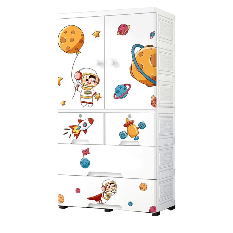 Modern astronaut Print Kids Closet Plastic 5-Drawer Kid's Wardrobe