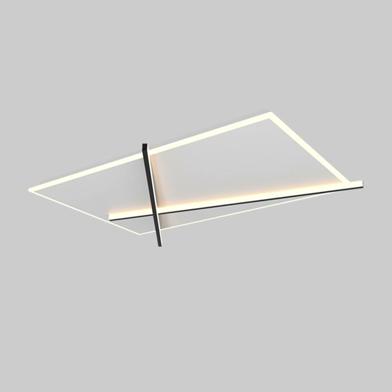 LED Modern Metal Flush Mount Square Shape Ceiling Light with Acrylic Shade for Bedroom