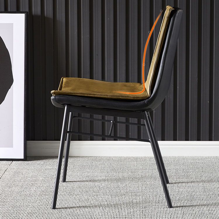 Upholstered Side Chair Modern Leather Dining Chair with Black Legs