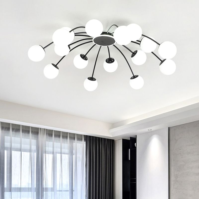 New Modern Milk Glass Flush Mount Light Sputnik Semi Ceiling Light Fixture