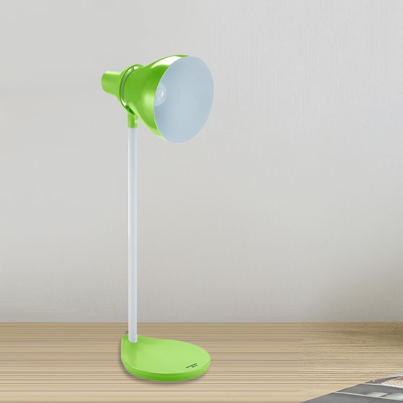 Horn Shade Bendable Reading Lamp Macaron Iron 1 Head Pink/Green Desk Light with Embedded On Off Switch