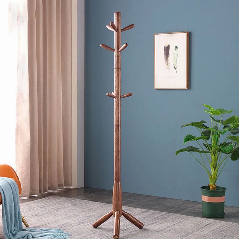 Modern Hall Stand Wood Framed Free Standing with Hooks Coat Rack