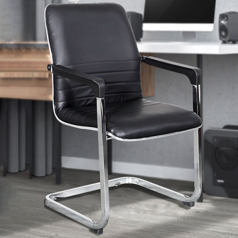 Contemporary Fixed Arms Office Chair Leather Task Chair for Office