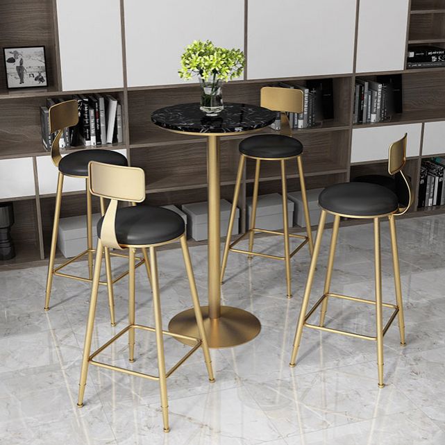 Glam -stijl gouden ijzeren balktafel marmeren top bistro tafel - 21.6 "w x 41.3" h h