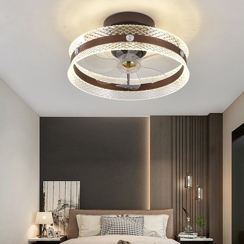 7-Blade LED Ceiling Fan Modern Metallic Black Fan with Light for Home