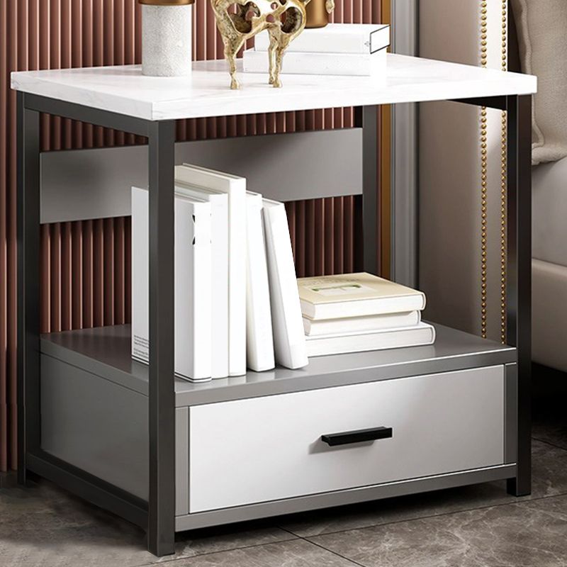 Modern Drawer Storage Nightstand 20 Inch H Imitation Wood Shelf Included Night Table