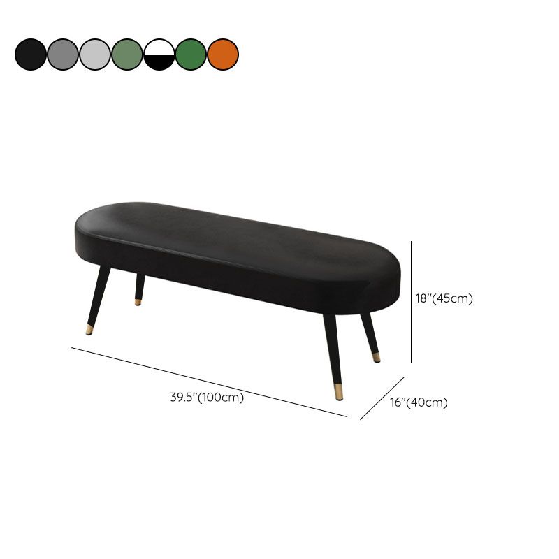 Contemporary Upholstered Bench Oval Home Bench with Metal Legs