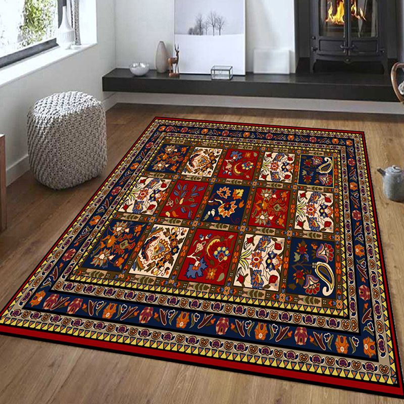 Mid-Century Moroccan Tile Rug Polyester Carpet Stain Resistant Indoor Carpet for Living Room