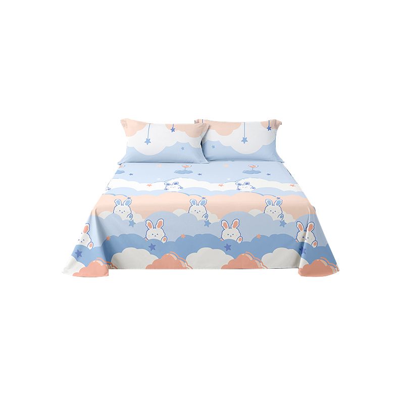 Fashionable Bed Sheet Cartoon Print Cotton Non-Pilling Breathable Sheet