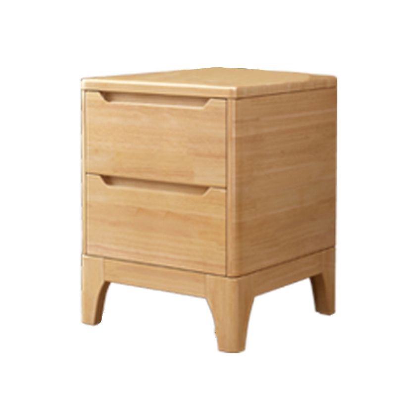 Modern Solid Wood Nightstand 19.6"Tall 2 - Drawer Nightstand in Natural / Brown / White