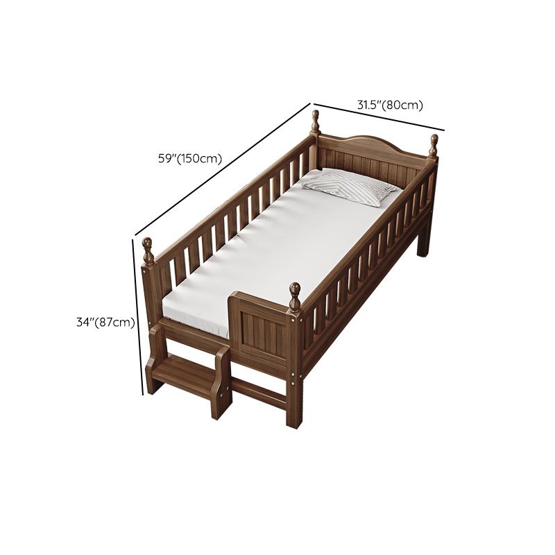 Traditional Brown Nursery Crib in Solid Wood Convertible Crib