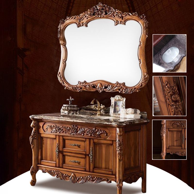 Freestanding Bathroom Vanity Set 2 Doors Single Sink Glam Drawers Vanity with Mirror