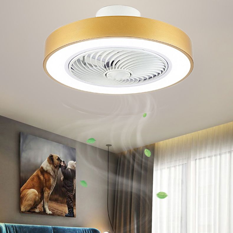 Acrylic Circular LED Ceiling Fans in Modern Style Iron Macaron Ceiling Fan Light for Interior Spaces