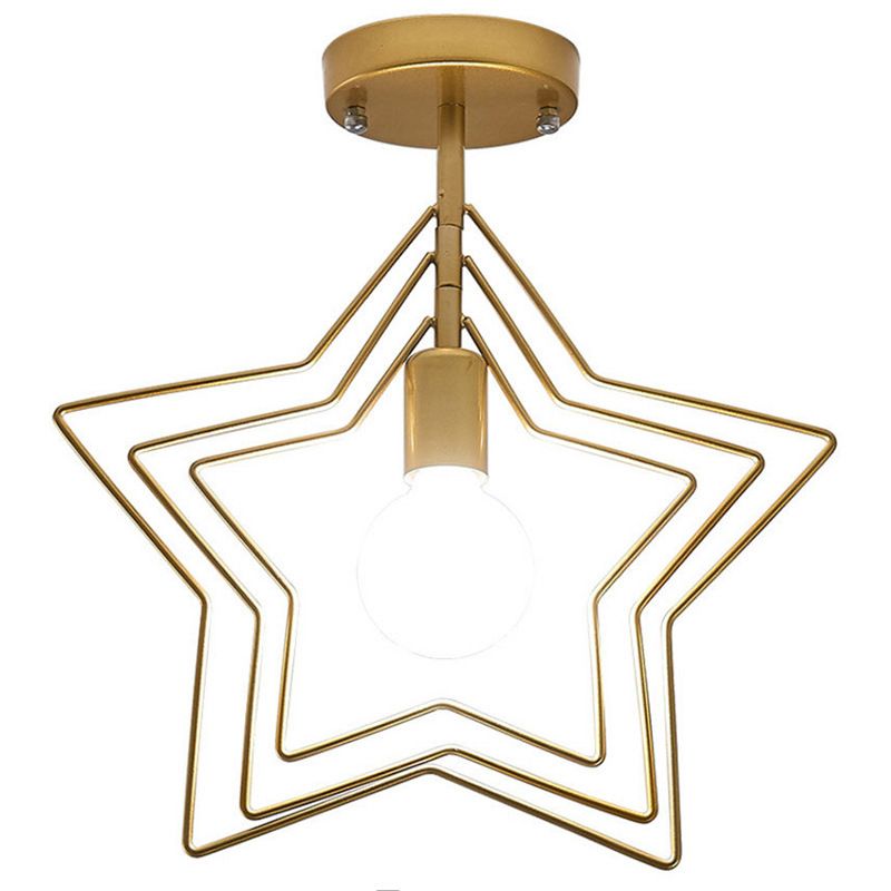 Modernism Metal Golden Ceiling Light Star/Round Flush Mount Lighting for Home