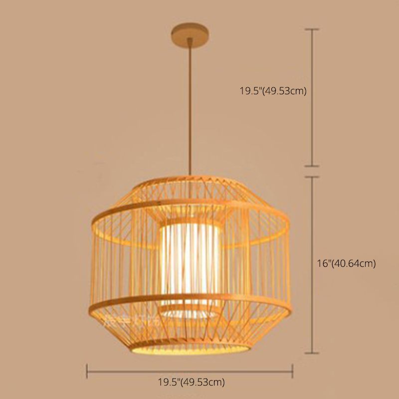 Birgin Bambou Bamboo tissage Éclairage Pendentif Pendre de style japonais Shade 1-Light Suspended Lampe