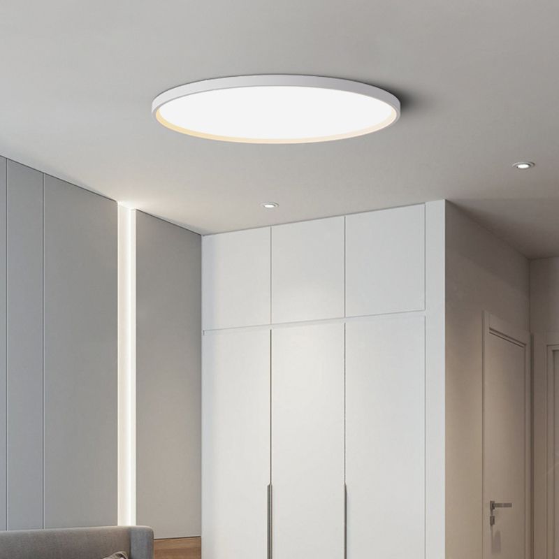 White Ceiling Light Fixture Simple Circle LED Flush Mount for Bedroom