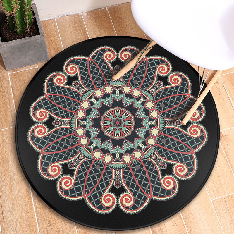 Turkish Blooming Flower Rug Multicolored Polypropylene Rug Machine Washable Pet Friendly Non-Slip Backing Area Rug for Door