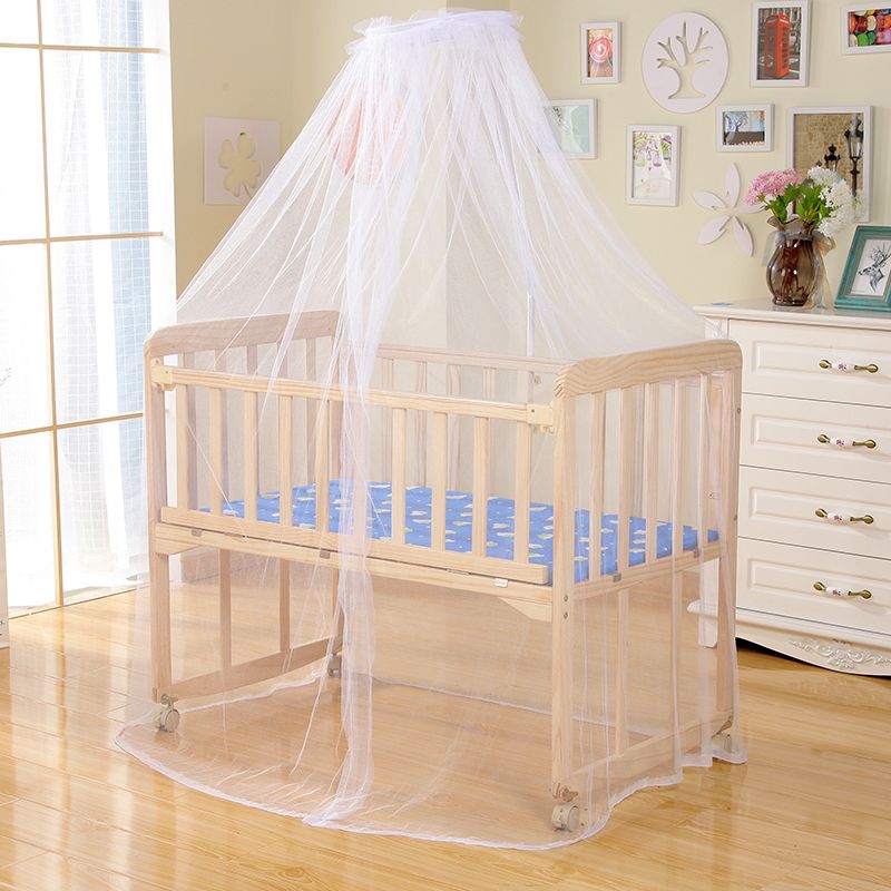 Farmhouse / Country Baby Crib Wood with Guardrail Washed Natural Nursery Bed