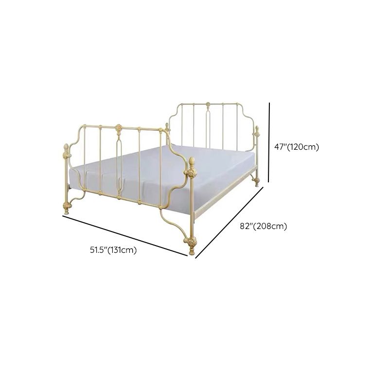 Contemporary Metal Princess Slat Headboard Beige with Footboard Kids Bed