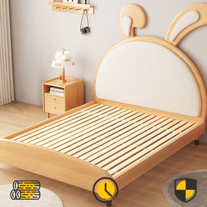 Scandinavian Solid Wood Standard Bed Upholstered Animals Bed Go-Kart in Natural