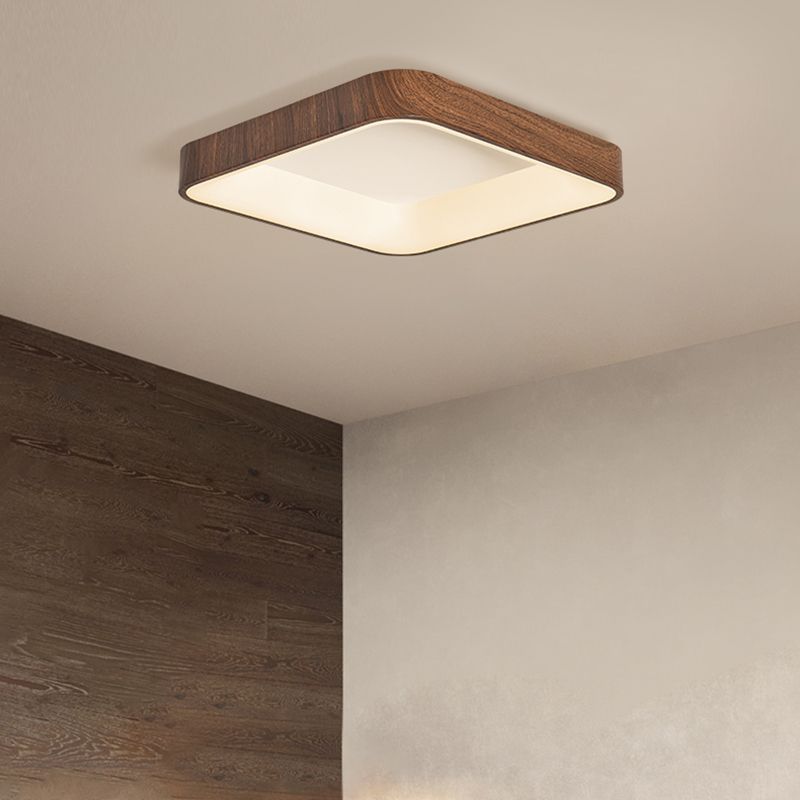 Geometry Shape LED Ceiling Lamp Modern Wood 1 Light Flush Mount for Bedroom Study