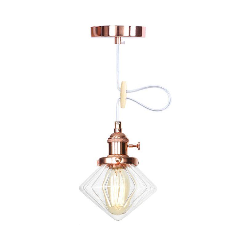 1 lumière intérieure suspendue à hauteur industrielle réglable Ajustement noir / bronze / laiton pendant avec une teinte diamant ambre / verre transparent